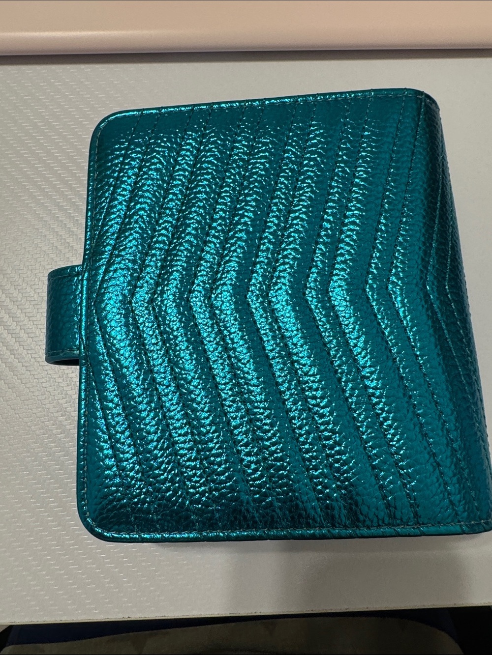 A7 Wallet/ Cash Stuffing Binder Metallic Teal
with Gold Rings & 3 envelopes - Picture 7 of 8